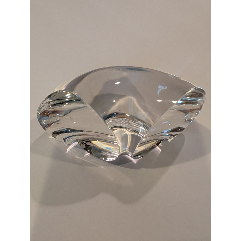 Steuben Signed Crystal Glass Butterfly Bowl Art Glass Catchall Dish Decor